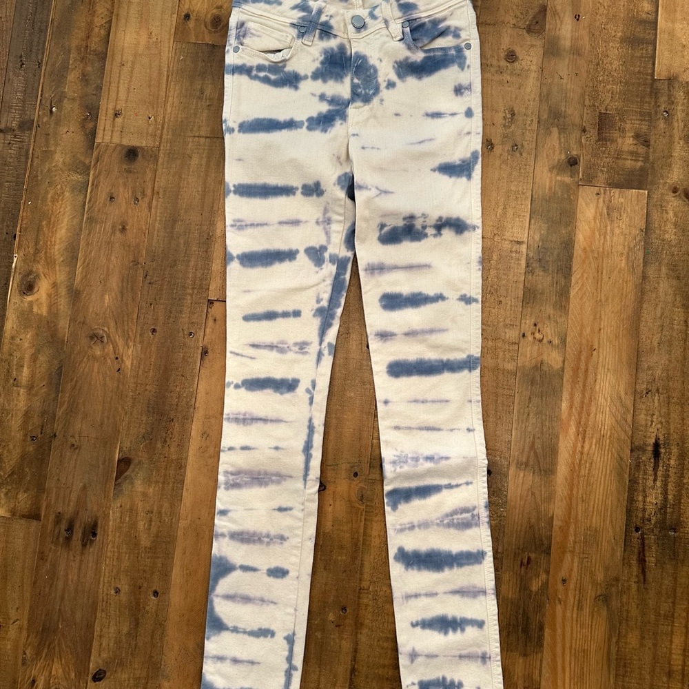 Genetic Denim Blue and White Skinny Jeans Artistic Tie-Dye